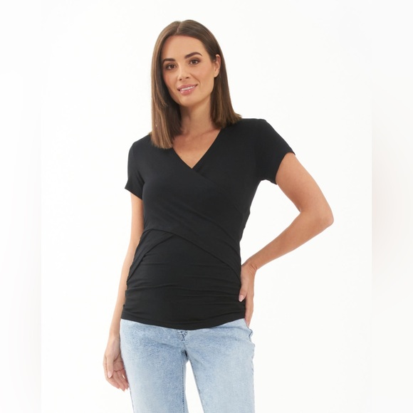 Ripe Maternity Tops - NWT Ripe maternity Embrace Short Sleeve Nursing Top in red size Small